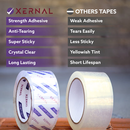 Crystal Clear Heavy Duty Packing Tape - 6 Rolls - 1.88 inch x 60 Yards/Roll - 2.7 mil Thickness - 3 inch Core - 360 Total Yards