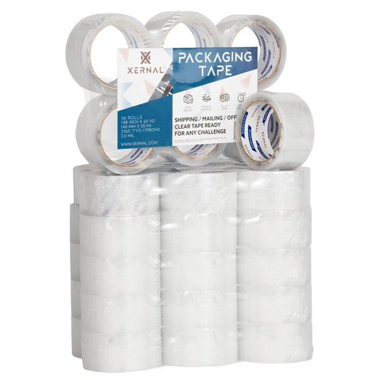 Clear Packaging Tape – 36 Rolls – 1.88 inch x 60 Yards/Roll x 3 inch core – Strong Adhesive for Shipping, Mailing and Office – Guarantee Secure Seals on Every Box - 2160 Total Yards